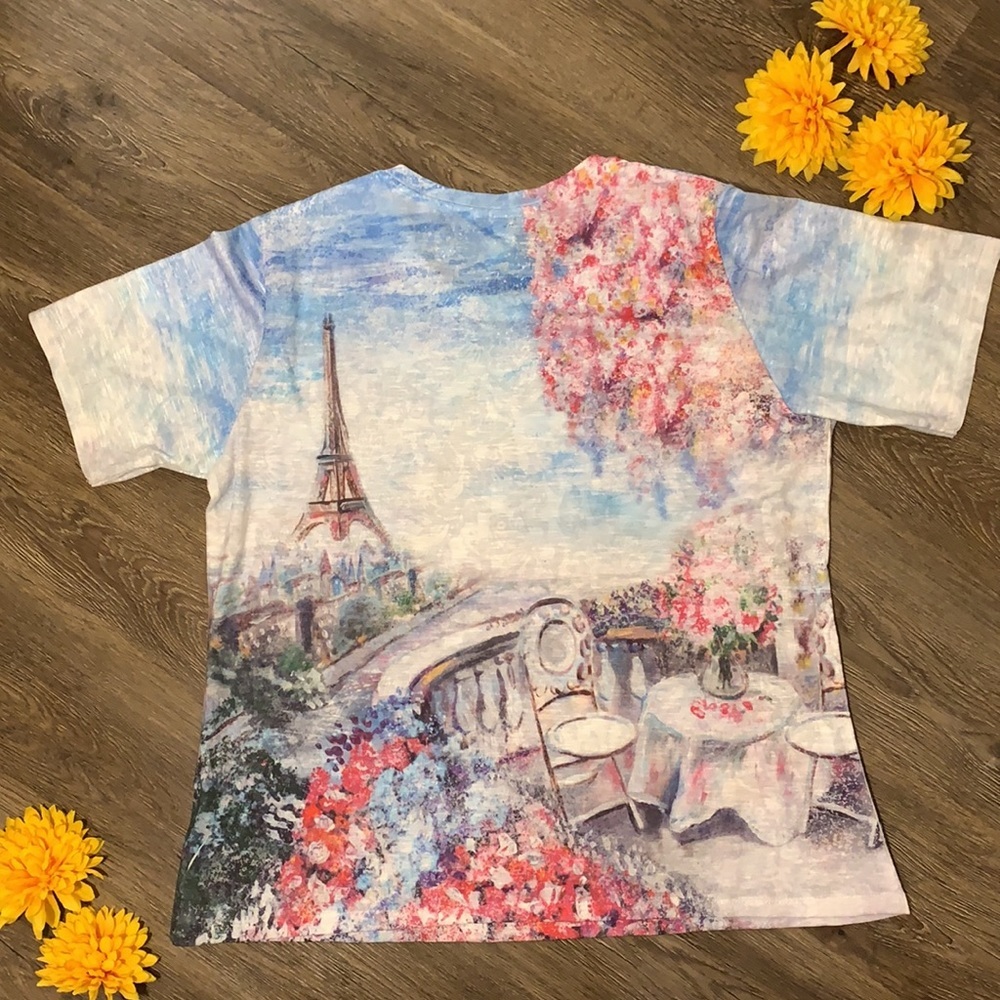 Christopher & Banks Petite Paris Short Sleeve Tee Shirt - Picture 2 of 6